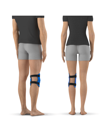 Kelio ir alkūnės aplikatoriaus naudojimo pavyzdys, rodantis kaip ARTRAID aplikatorius tvirtinamas aplink sąnarį stabilizavimui ir atramai.